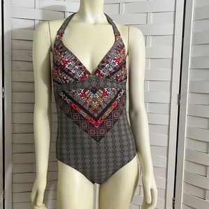 PrAna Lahari one piece green halter swimsuit size m